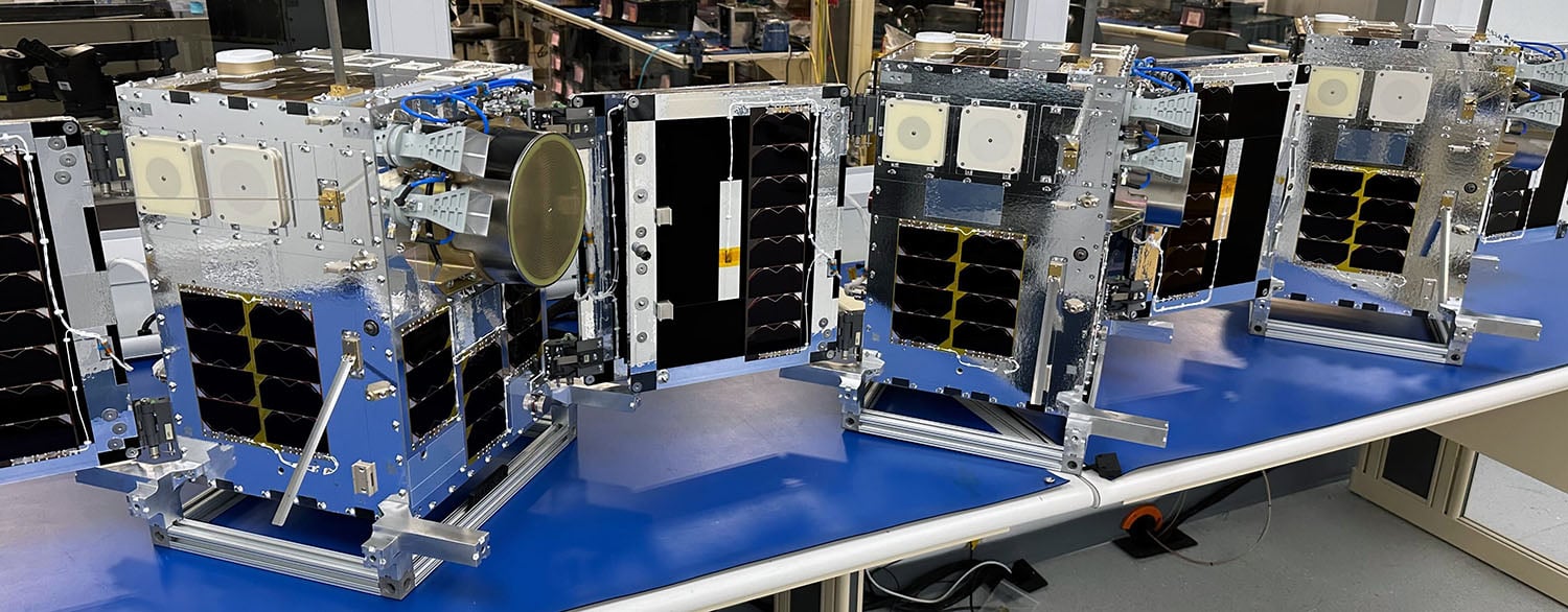 Hawkeye 360 satellites with Xiphos' Q-cards inside